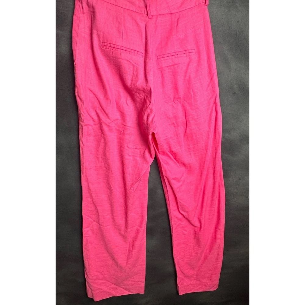House of CB Pink Trousers M High Waisted Straight Leg Pants Barbiecore Hot Pink - Picture 4 of 5